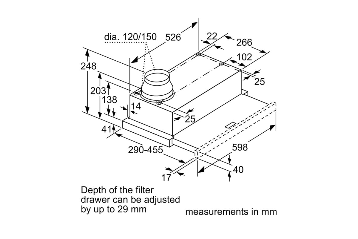 Bosch Series 2 Built-in Telescopic 60cm Cooker Hood
